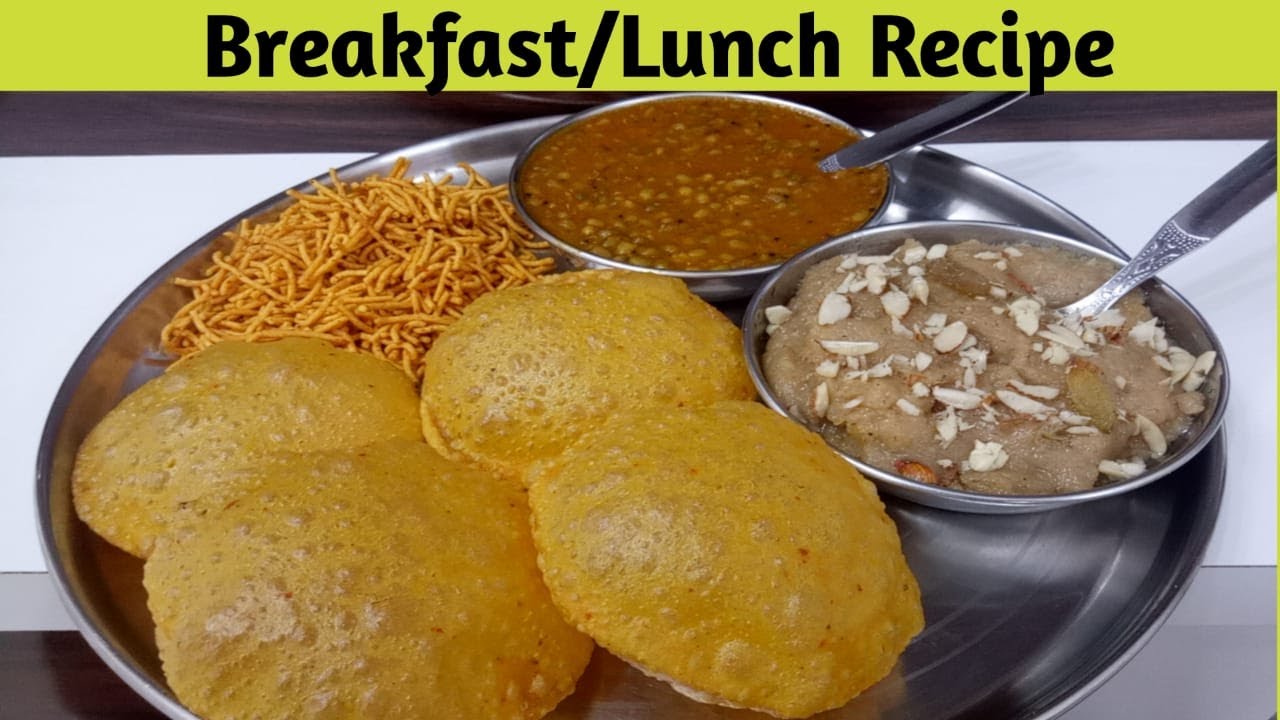 Jain Breakfast/Lunch Recipe – Masala Puri, Ate ka halwa (Sheera) and Mung ki sabji Recipe – Sheera