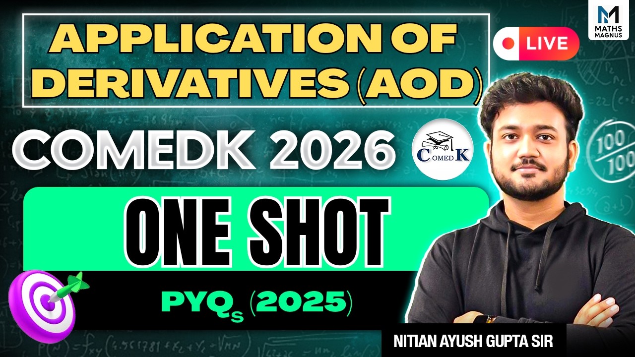AOD One Shot for COMEDK 2026 🔥 | All Concepts + PYQs 2025 | 120+ Marks Strategy | Ayush Sir