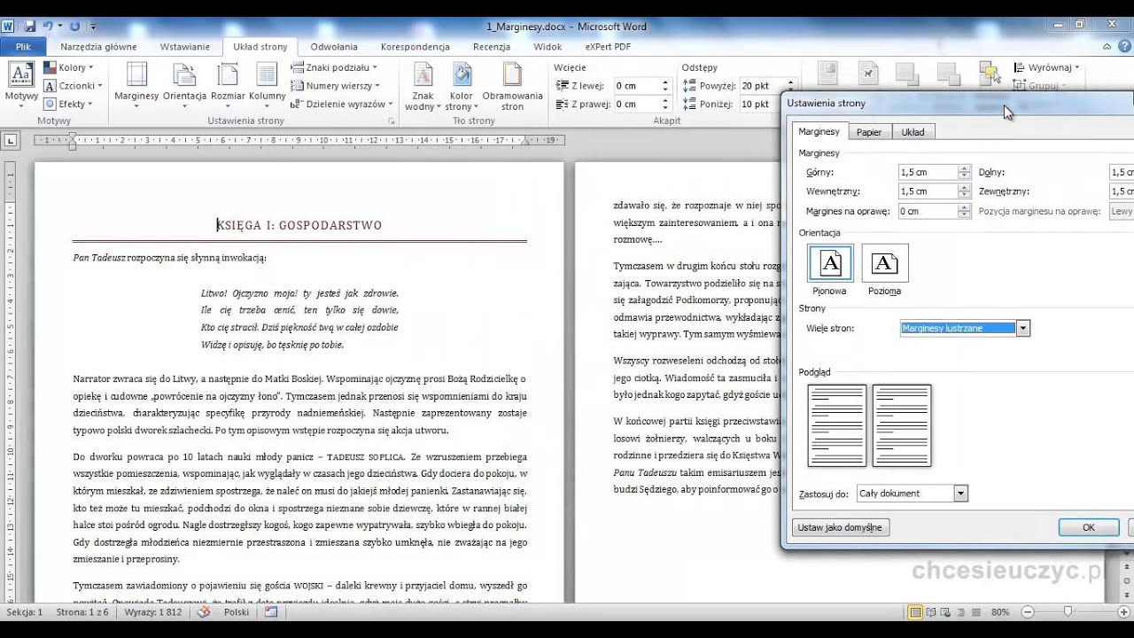 Kurs Microsoft Word 2010 Zaawansowany - [lekcja #1] - Marginesy