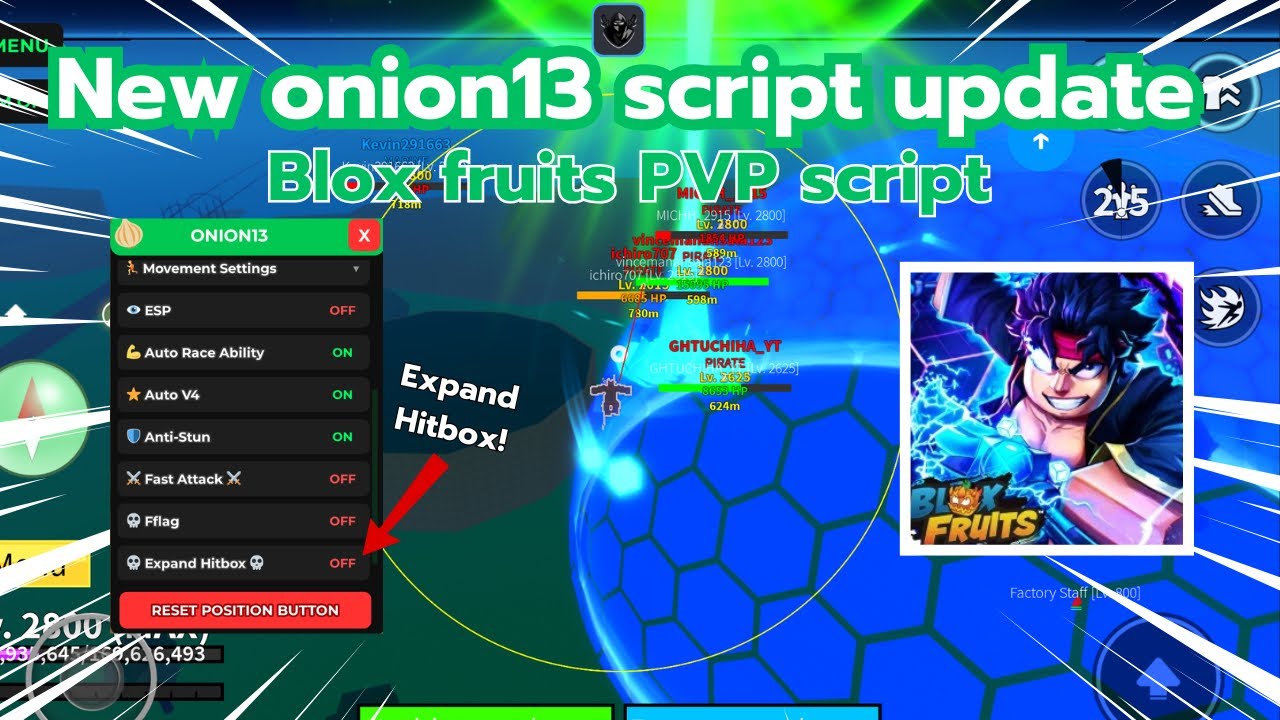 New onion13 script update Blox fruits pvp script
