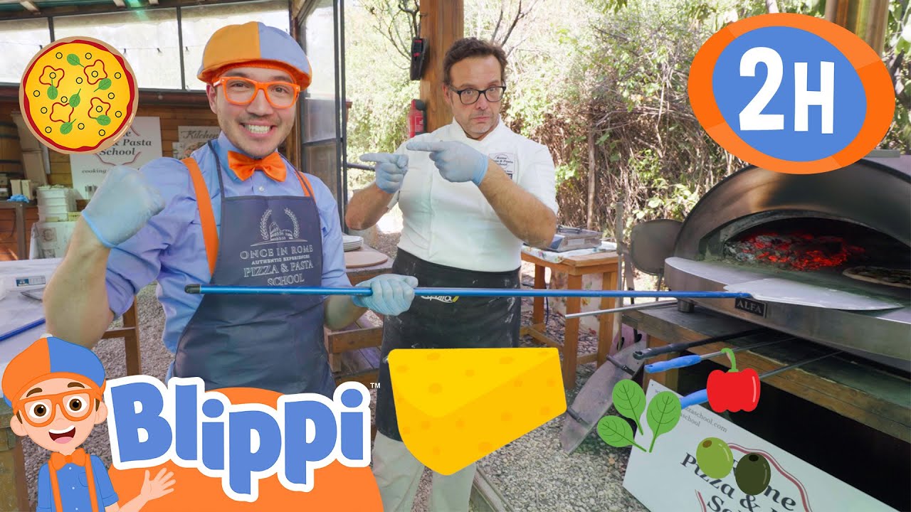 Making Italian Pizza from Scratch | Blippi | Kids Cartoons | Party Playtime!