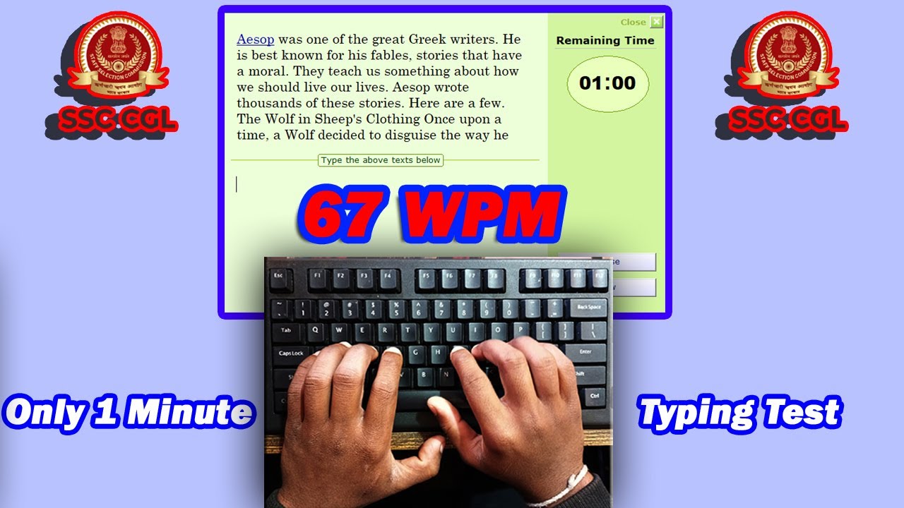 Only One Minute Typing Test | 67 WPM eith 100% Accuracy #raushantypingmaster #typingspeedtest