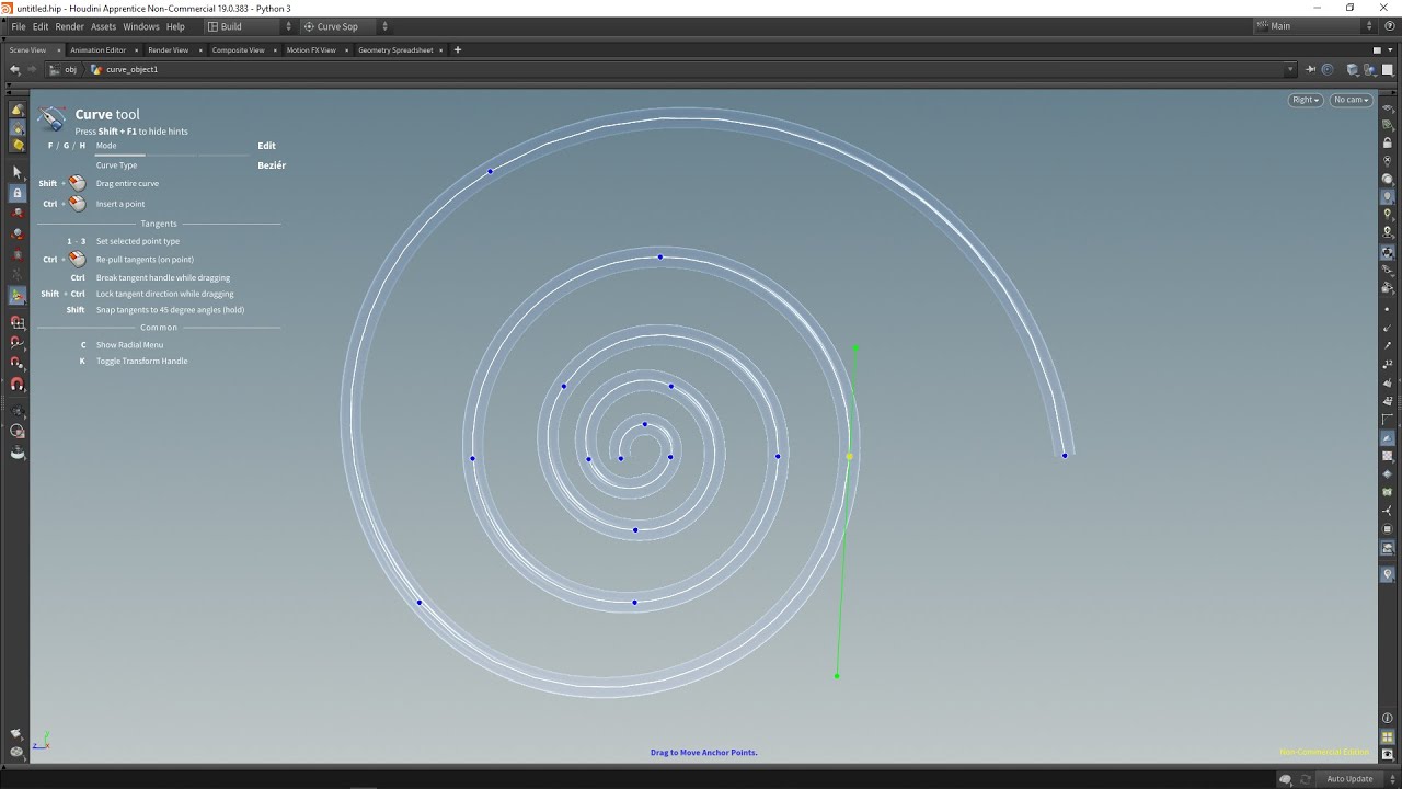 Houdini 19 Tutorial: the new curve tool