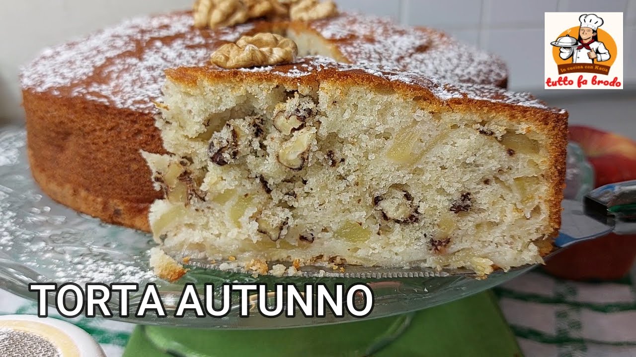TORTA AUTUNNO con mele e noci profumata al limone ,umida e sofficissima senza burro