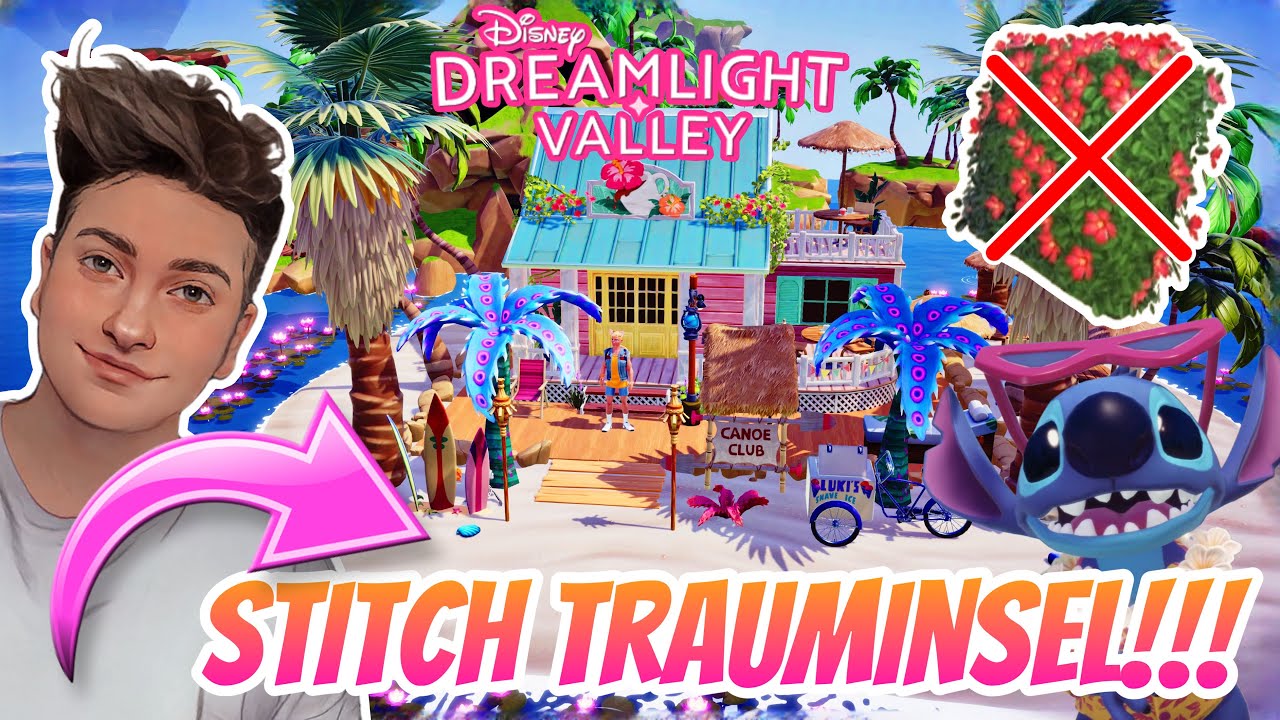 Neue HECKEN sind UNBRAUCHBAR!! 😳 STITCH INSEL am SCHILLERNDEN STRAND gestalten | Dreamlight Valley
