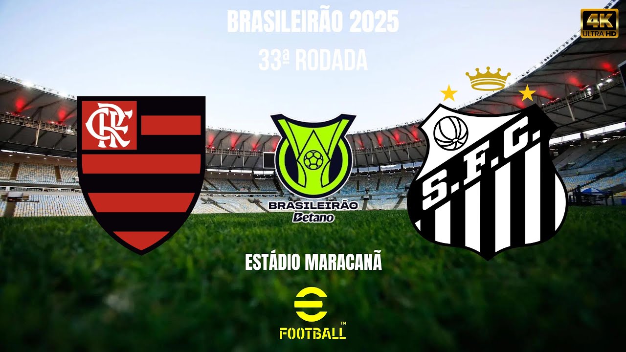 FLAMENGO x SANTOS ◈ BRASILEIR&Atilde;O 2025 ◈ 33&ordf; RODADA ◈ Gameplay 4K 60 FPS eFootball PES 2021