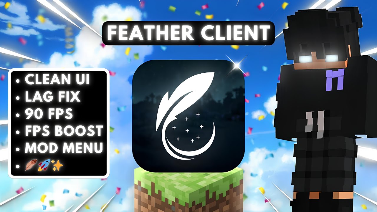 Feather Client for MCPE 1.21+ 🪶✨ [ Massive FPS Boost ]