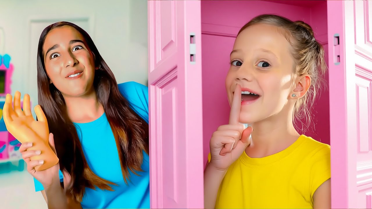 Nastya und Evelyn spielen Verstecken in einem Ferienhaus – Videoserie für Kinder