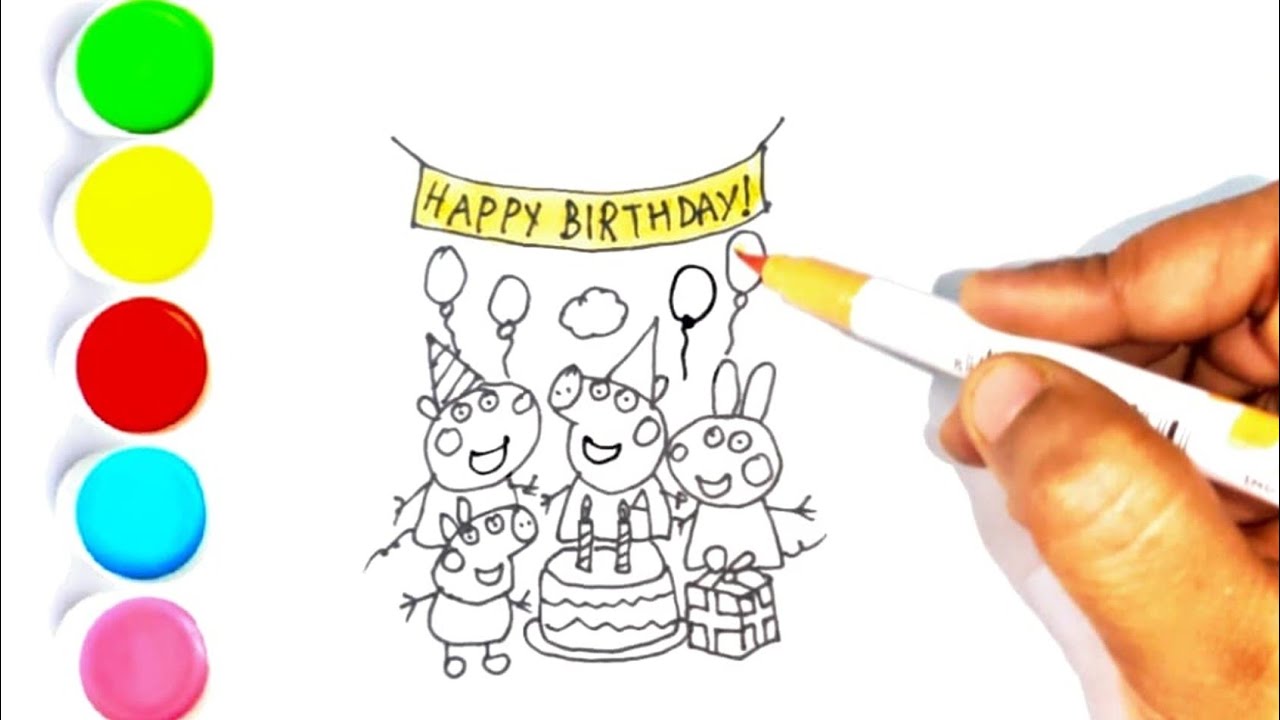 Peppa Pig Happy Birthday Drawing #peppapigdrawing #peppapig #peppa #birthday #birthdaydrawing #peppa
