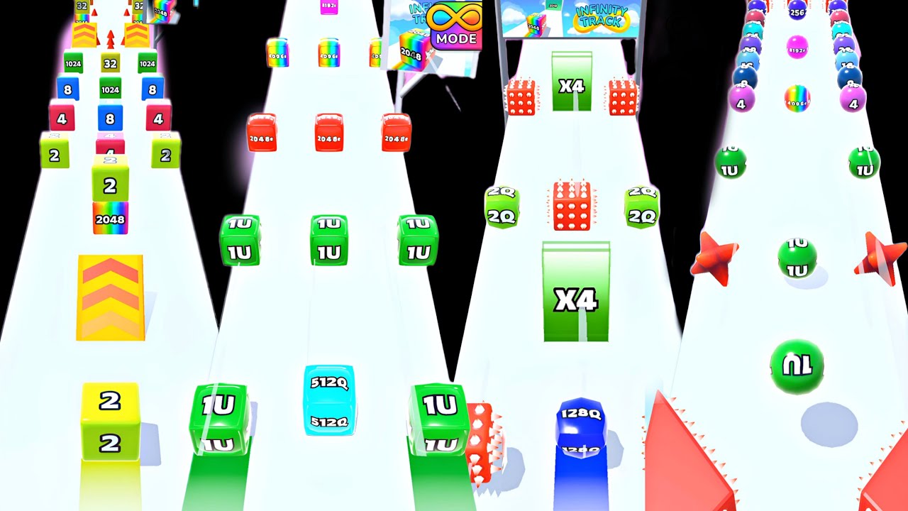 Jelly Run 2048 ULTIMATE Gameplay | 4 Shape Play Showdown! | 16F vs 128Q vs 1M Battle!