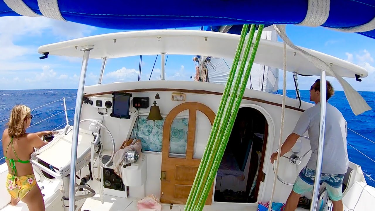 Natural Unedited Sailing to St. Croix on Old Performance Catamaran