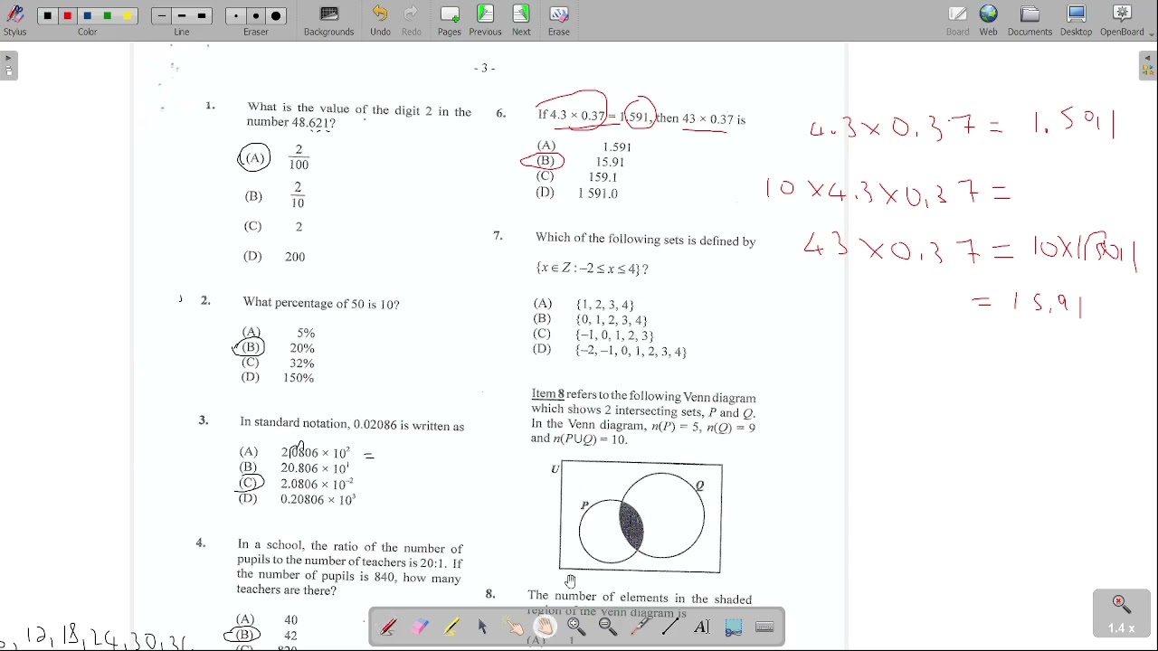 2023 January cxc mathematics paper 1 question 1 to 60