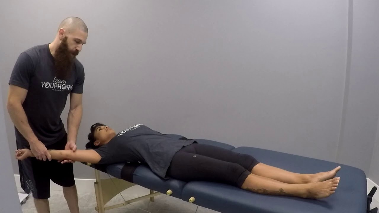 Assisted PNF Stretching for the Adductors of the Shoulder (How To Tutorial)