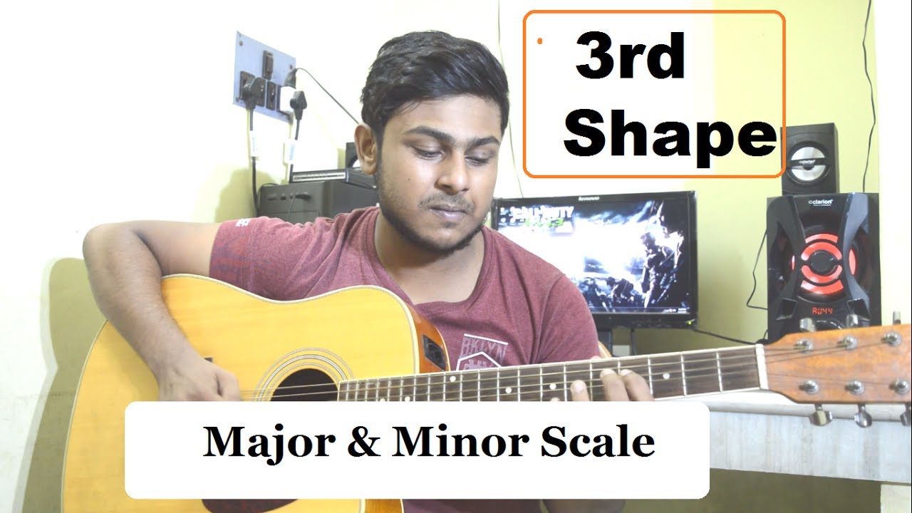 Tutorial 11:Major & Minor scale||3rd Shape||-How to play-Beginner Acoustic Guitar Lesson