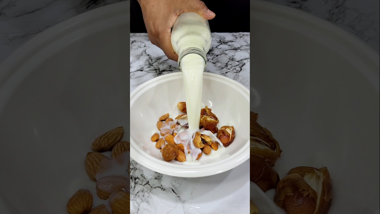 Summer Special Almond Dates Milkshake #shorts #shortsfeed #food #asmr #milkshake
