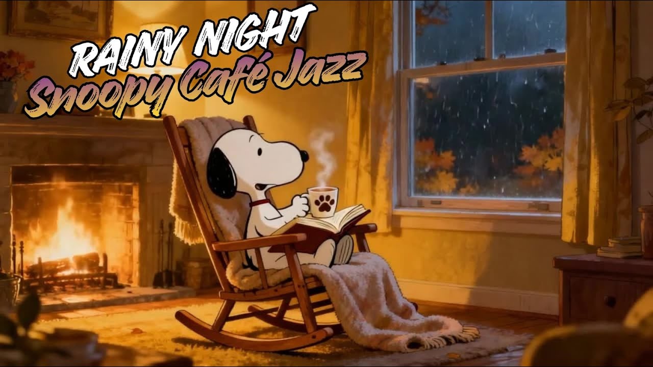 🎷 Jazz & Rainy Autumn Night with Snoopy ☔ Soft Jazz & Rain Sounds for Relaxing and Cozy Evenings