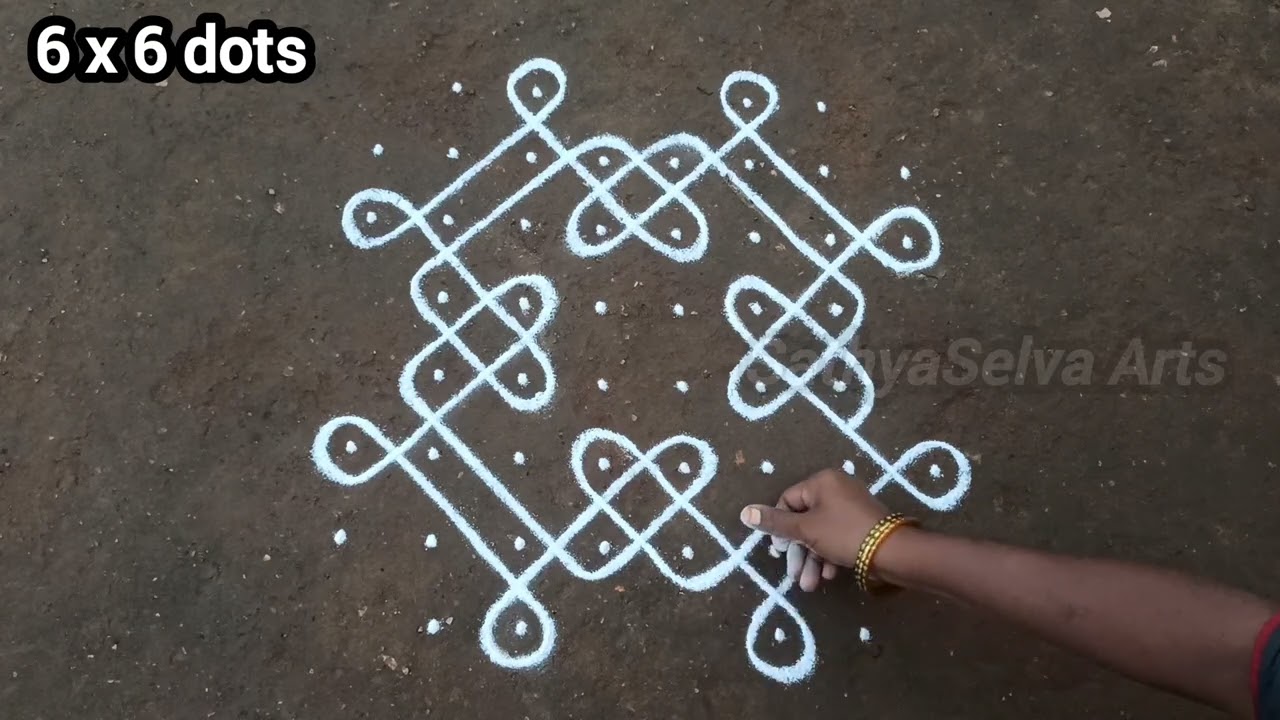 6 dots kambi kolam series episode 16 | traditional sikku kolam tutorial | SathyaSelva Arts