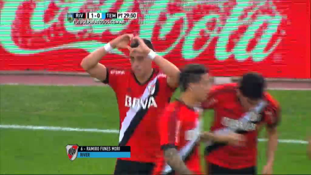 Gol de Funes Mori. River 1 Temperley 0.Fecha 16.Torneo Primera División 2015.FPT
