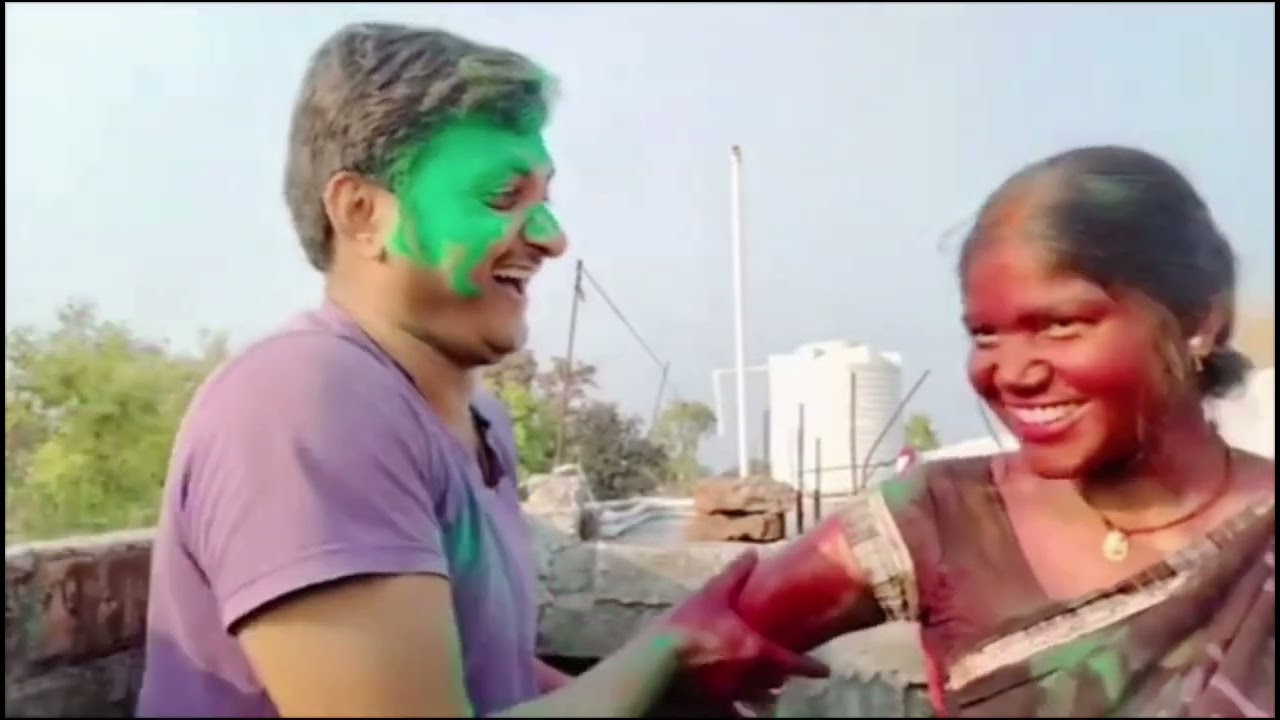 1st holi putai with wife #happyholi ❣️