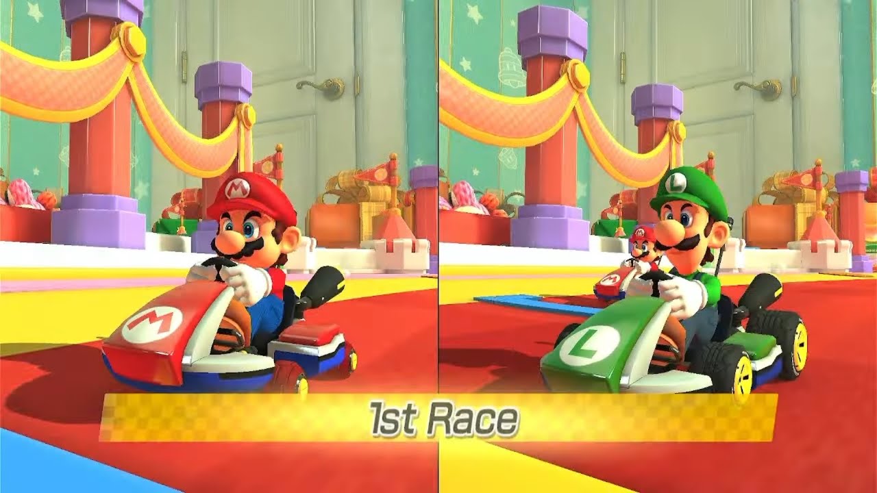 Mario Kart 8 Deluxe | 2 Player (Mario vs Luigi) | Ribbon Road Challenge | 4K