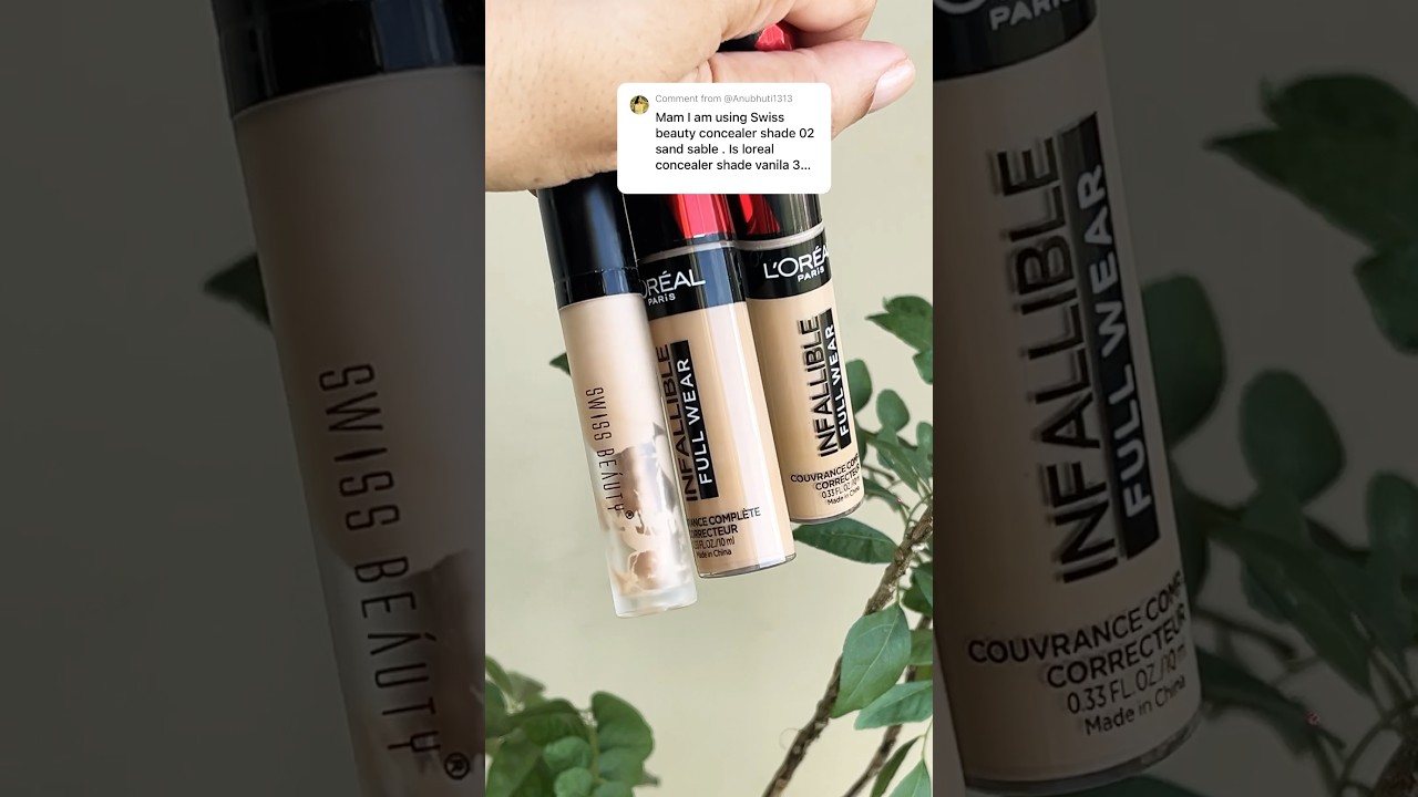 Shade Comparison Swiss Beauty Concealer VS Loreal Infallible concealer 02 VS 308 VS 309
