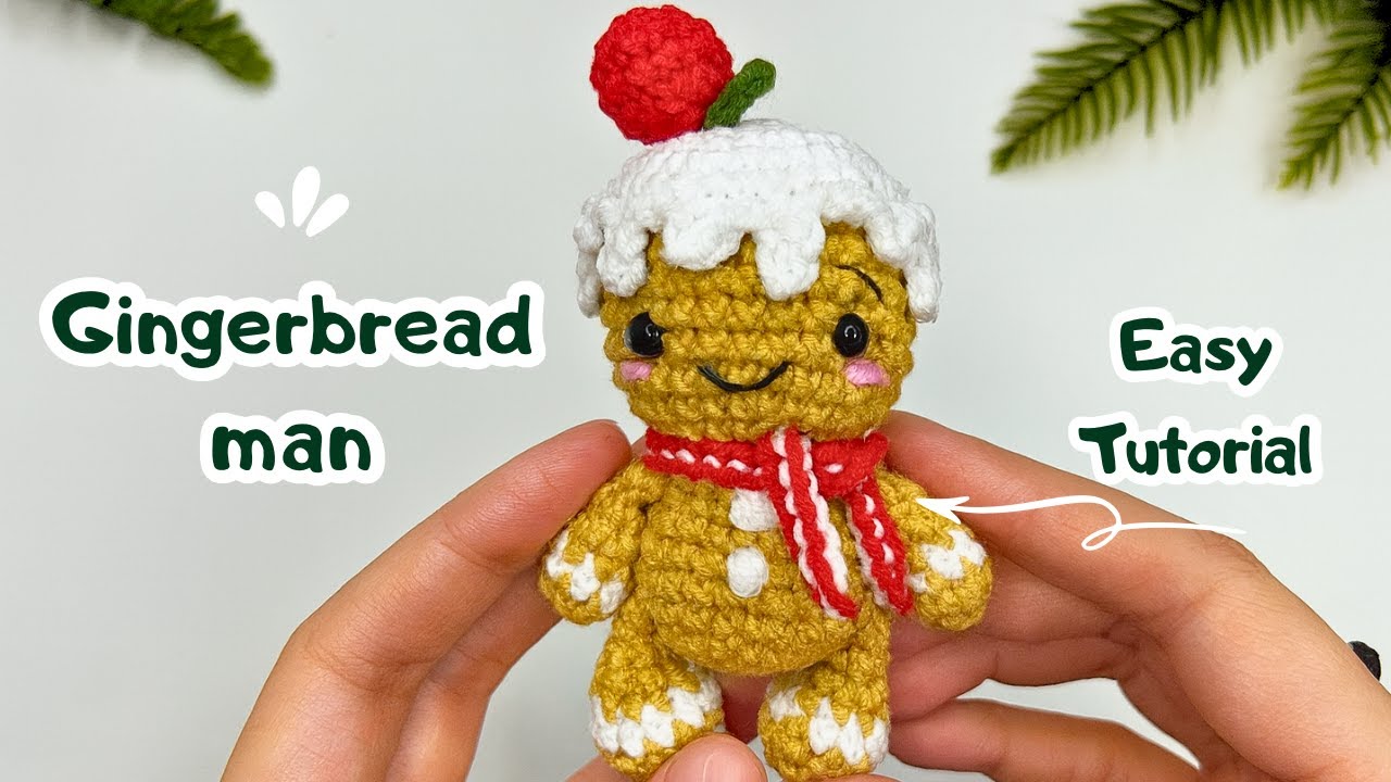 Мастер-класс по вязанию крючком пряничного человечка 🎄 Мини, просто и без шитья!