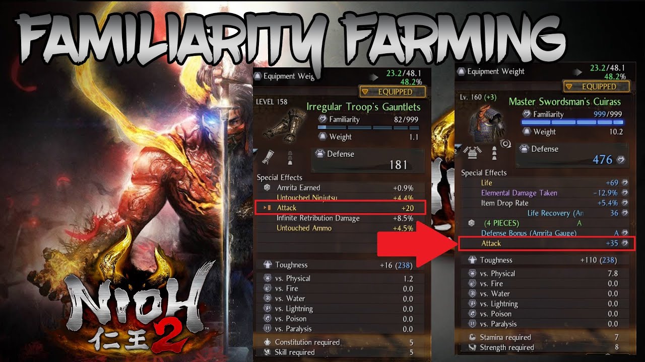 Nioh 2 - Familiarity Farming - Fastest Method Without Using Glue