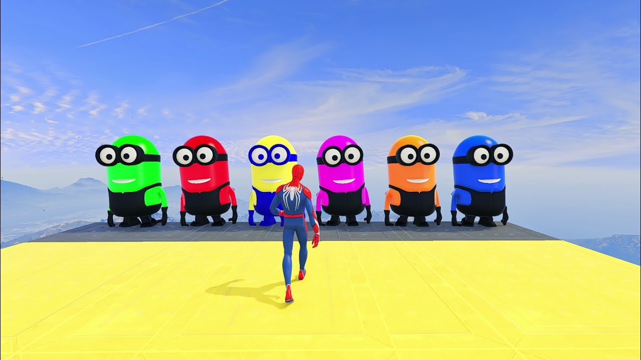 GTA 5 Epic Ragdolls RED SPIDERMAN VS RED MINION VS GREEN MINIONEuphoria Physics & Funny Fails 1