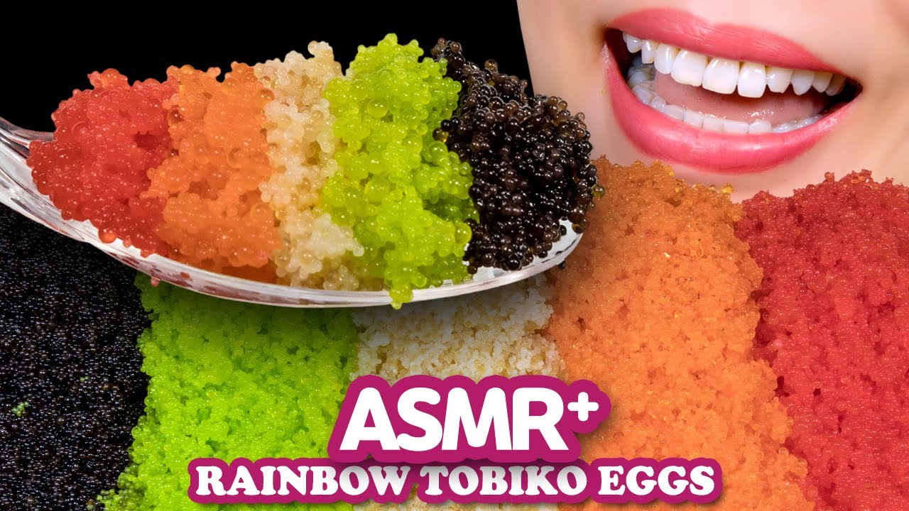 ASMR 무지개 날치알 먹방 리얼 사운드 알이 톡톡 오도독 [SATISFACTORY CRUNCH EATING SOUNDS] MUKBANG