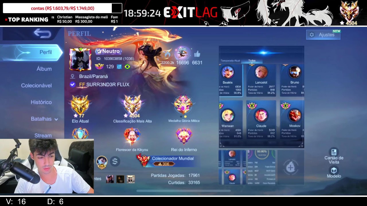 LIVE INFINITA - TOP 1 BRASIL ESTRELAS | MOBILE LEGENDS