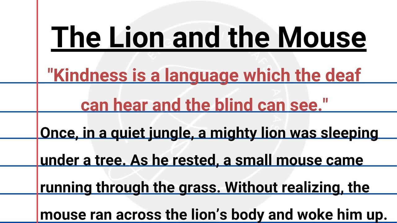 🦁The Lion and the Mouse🐁 Story in English with Quotations