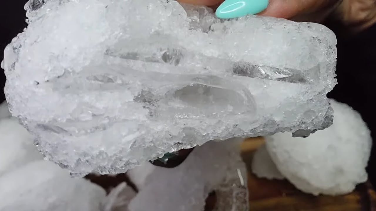 HOLLOW ICE DONUTS WRAPPED IN SHAVE ICE | REFROZEN | #iceeating #asmr #asmrice