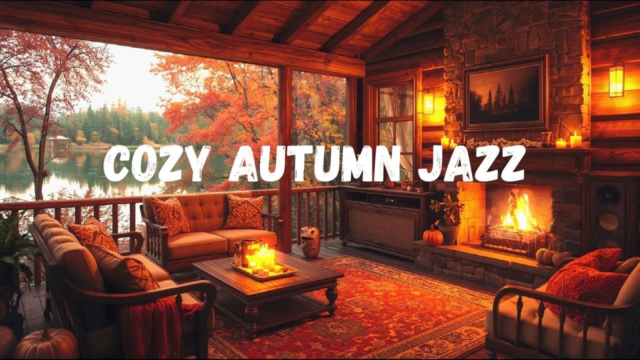 Cozy Autumn Cabin Jazz 🍂 90s Guitar by the Fireplace  Relax, Focus & Sleep