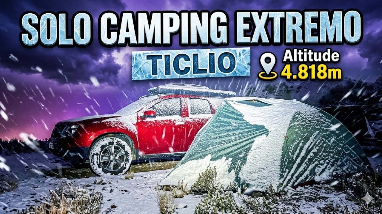 Только кемпинг Ticlio - Перу на высоте 4818 м с обильным снегопадом -3 °C 🥶❄️