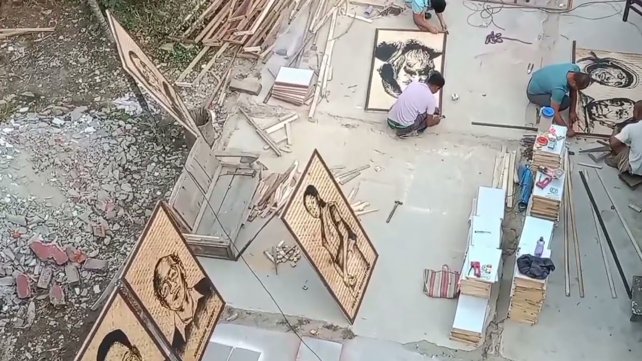 portrait on bamboo mat