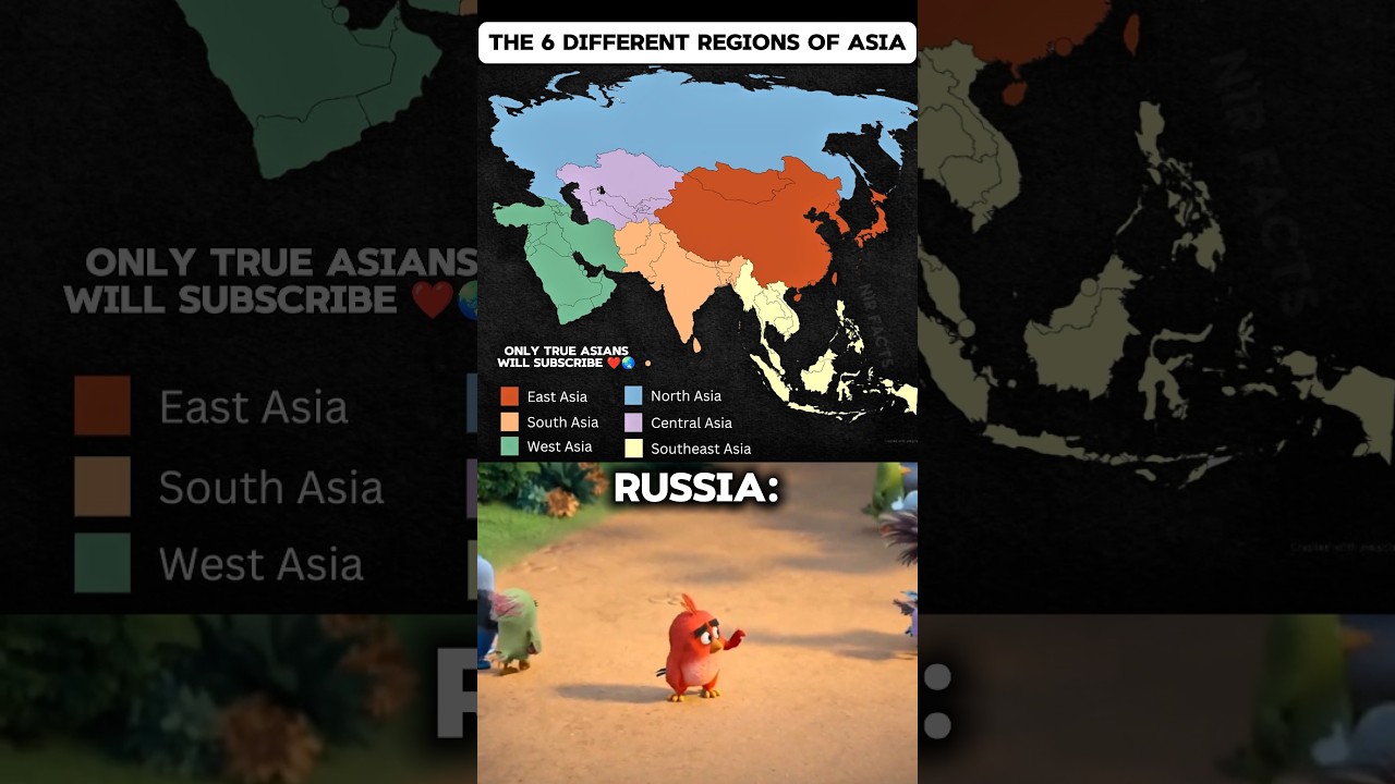 Asia Has 6 Regions... So Why Is Russia ALL ALONE?! 🤯🌏🇷🇺 (Asia Map) #shorts #geography #countries