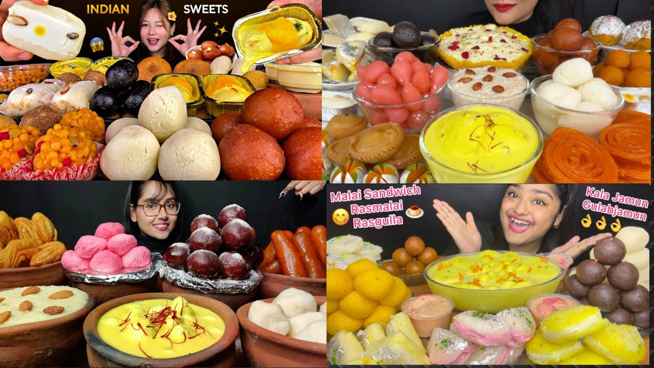 Eating different types of Indian sweets | Bigbites | mukbang asmr