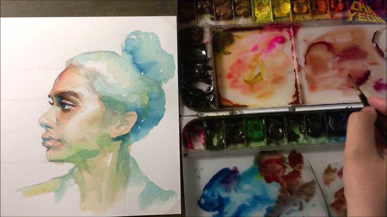 Watercolor Portrait Tutorial(With a description of the direction of the brush) 인물수채화, 인물화