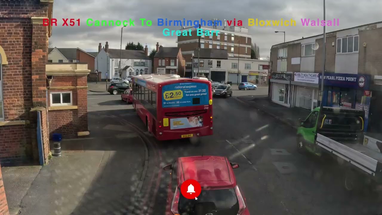 BR X51 Cannock To Birmingham via Bloxwich Walsall Great Barr     4K