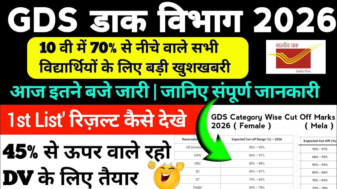 GDS 1st list Results 2026 | 45% से ऊपर वाले रहो DV के लिए तैयार | By Sonu sir 