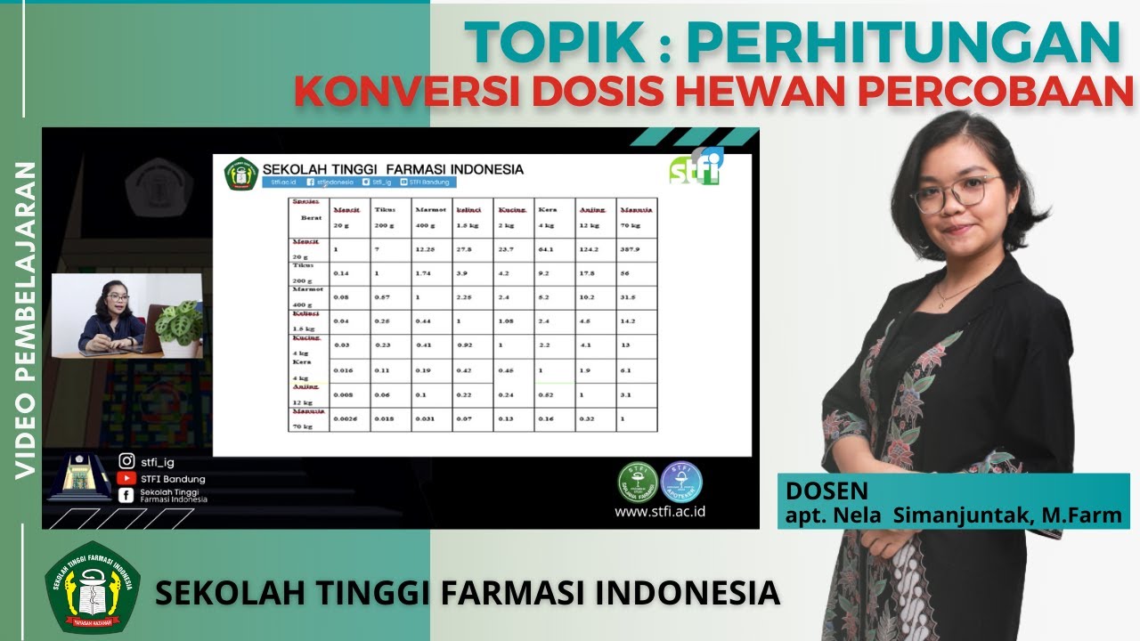 PERHITUNGAN KONVERSI DOSIS OBAT PADA HEWAN PERCOBAAN | FARMAKOLOGI - STFI Bandung