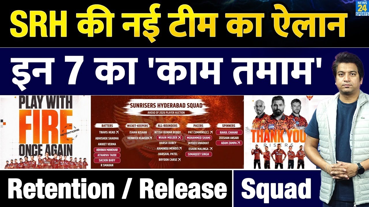 IPL SRH  Retention List: Full Squad| Release Players List| IPL Auction| Pat Cummins| Head| Abhishek