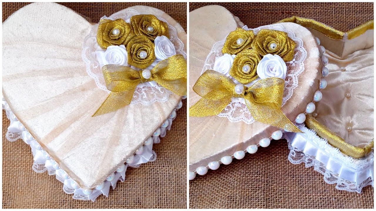 صنع علبة أكسسوارات للعروس👰🏼 على شكل قلب l حتما ستعجبك jewellry box DIY