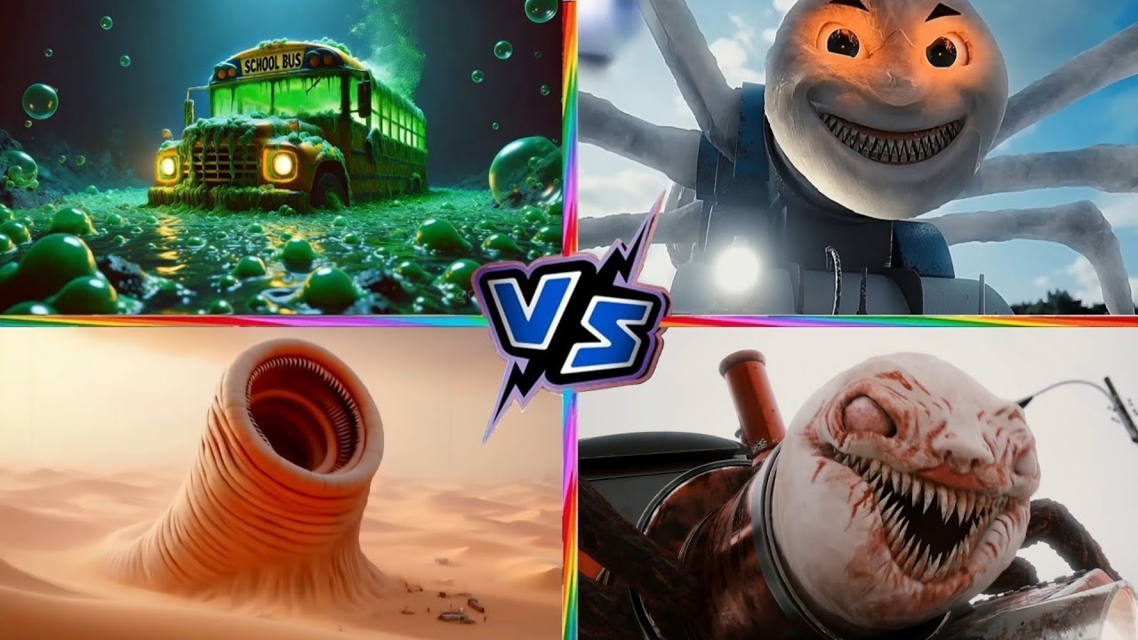 School Bus Vs Cursed Thomas Vs Erosion Worm Vs Choo choo Charles | Pepe Viral Music | Tiles Hop! 