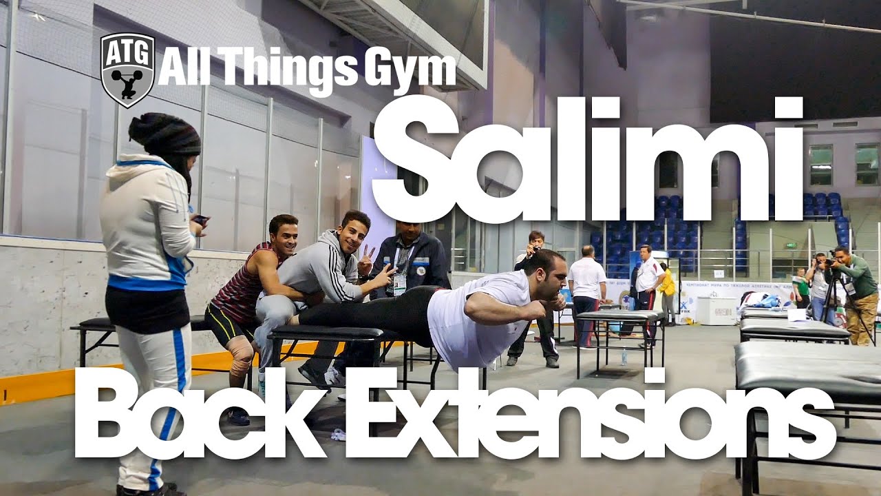 Behdad Salimi Back Extensions w/ Rostami & Behrouzi Almaty 2014 Worlds Training Hall