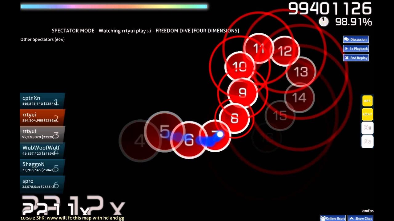 osu! Rrtyui Freedom Dive Rank A with chat reaction 12/05/2014