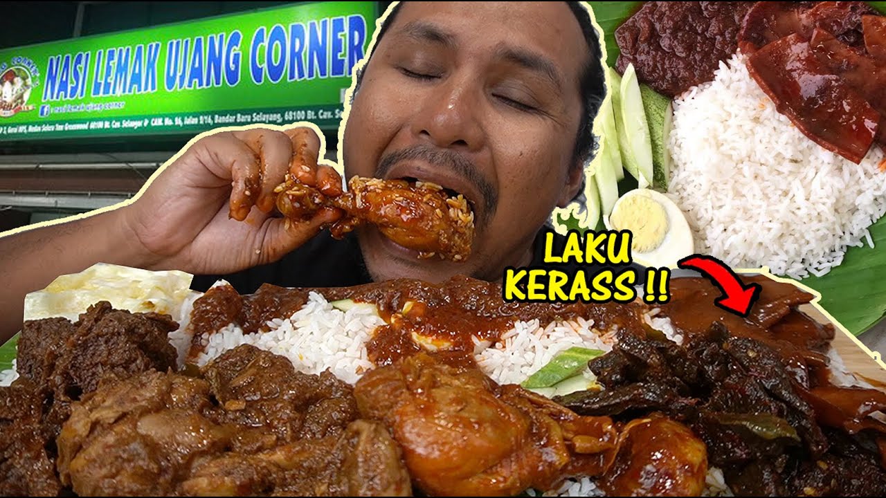 nasi lemak terbaik di GOMBAK (mukbang malaysia) NASI LEMAK UJANG CORNER GREENWOOD