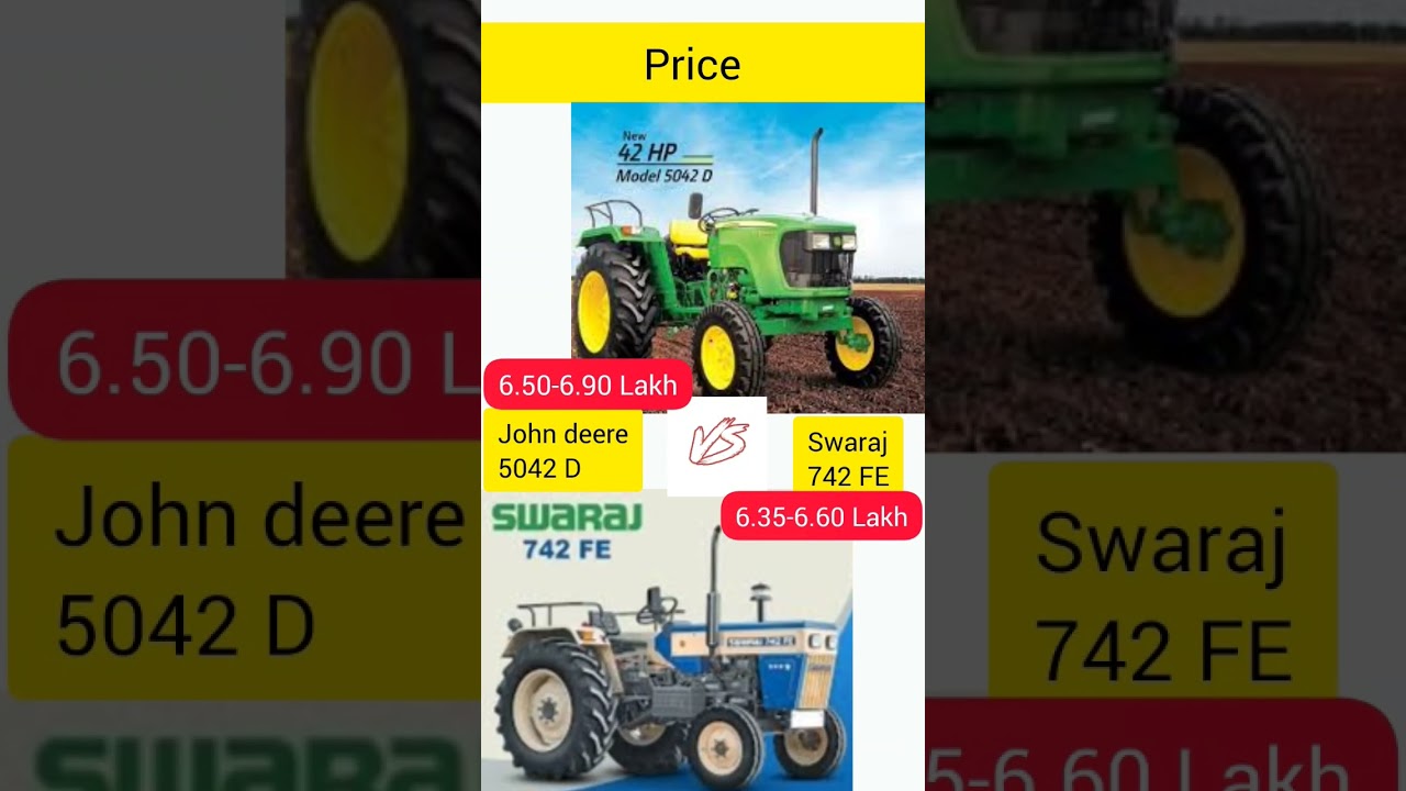 John deere 5042D vs Swaraj 742 FE tractor price 🚜 #swaraj #johndeere #price #tractorvideo #tractor