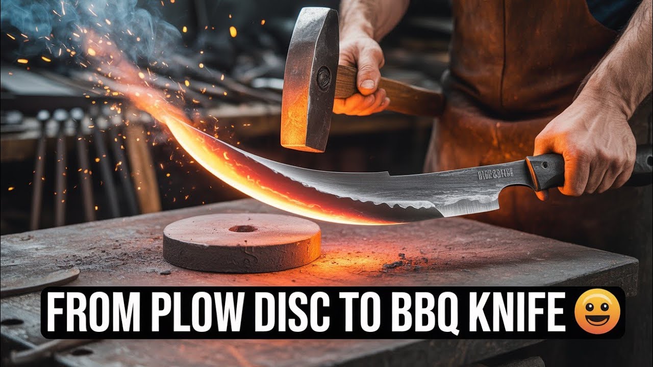 Forging a BBQ Knife from an Old Plow Disc | Insanely Sharp! 🔥