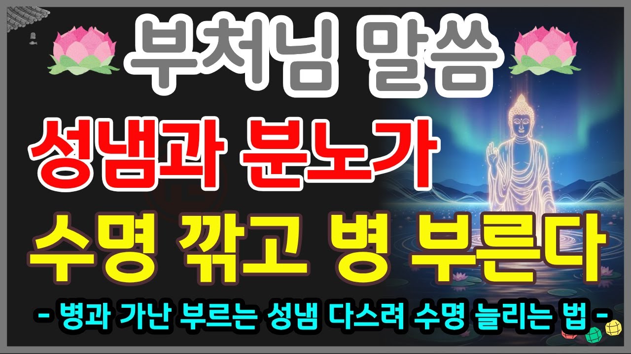 🙏[부처님 가르침] 당신의 성냄과 분노가 수명을 깎고 병을 부른다 | 오래 살고 건강하려면 '이것'을 당장 멈춰라 |  자비심이 곧 몸과 마음을 치유하는 최고의 보약임을 깨달아라